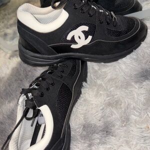 Chanel Black and White Sneakers 37